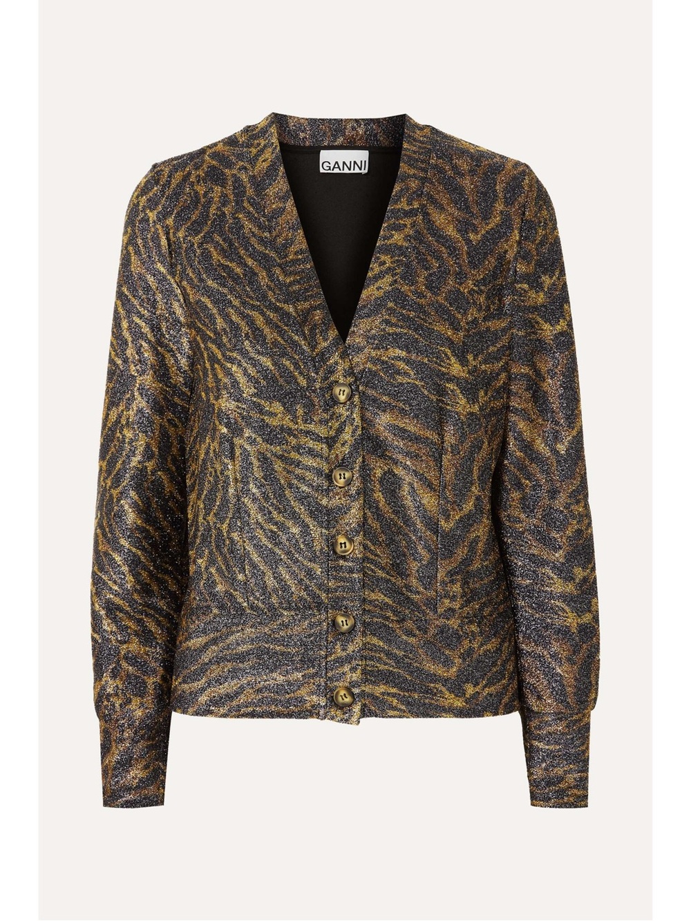 Ganni Tiger-print Lurex Cardigan size EU 38 (US 6)